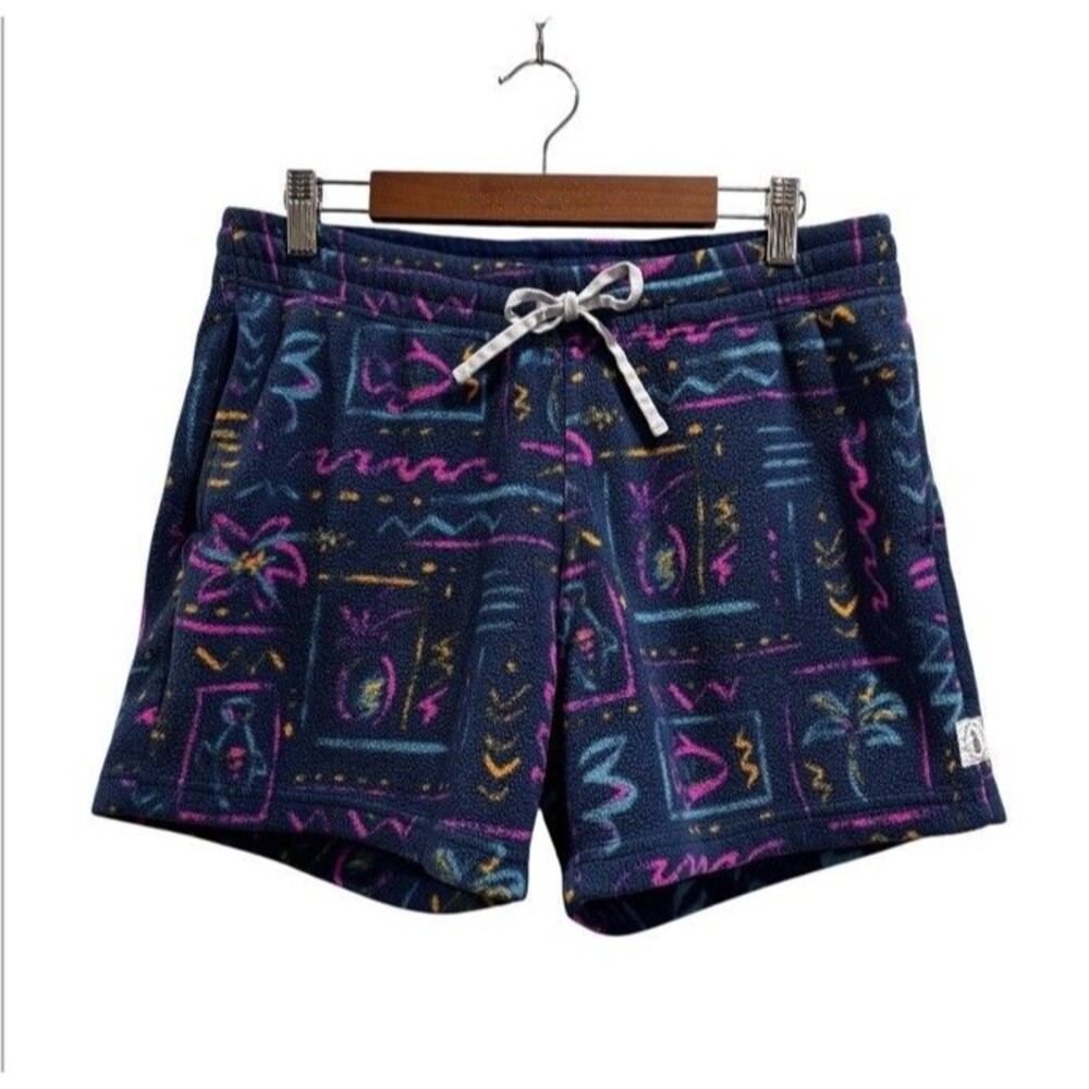 Chubbies Lounge Wear Fleece Shorts Men's Small 5.5" blue neon print